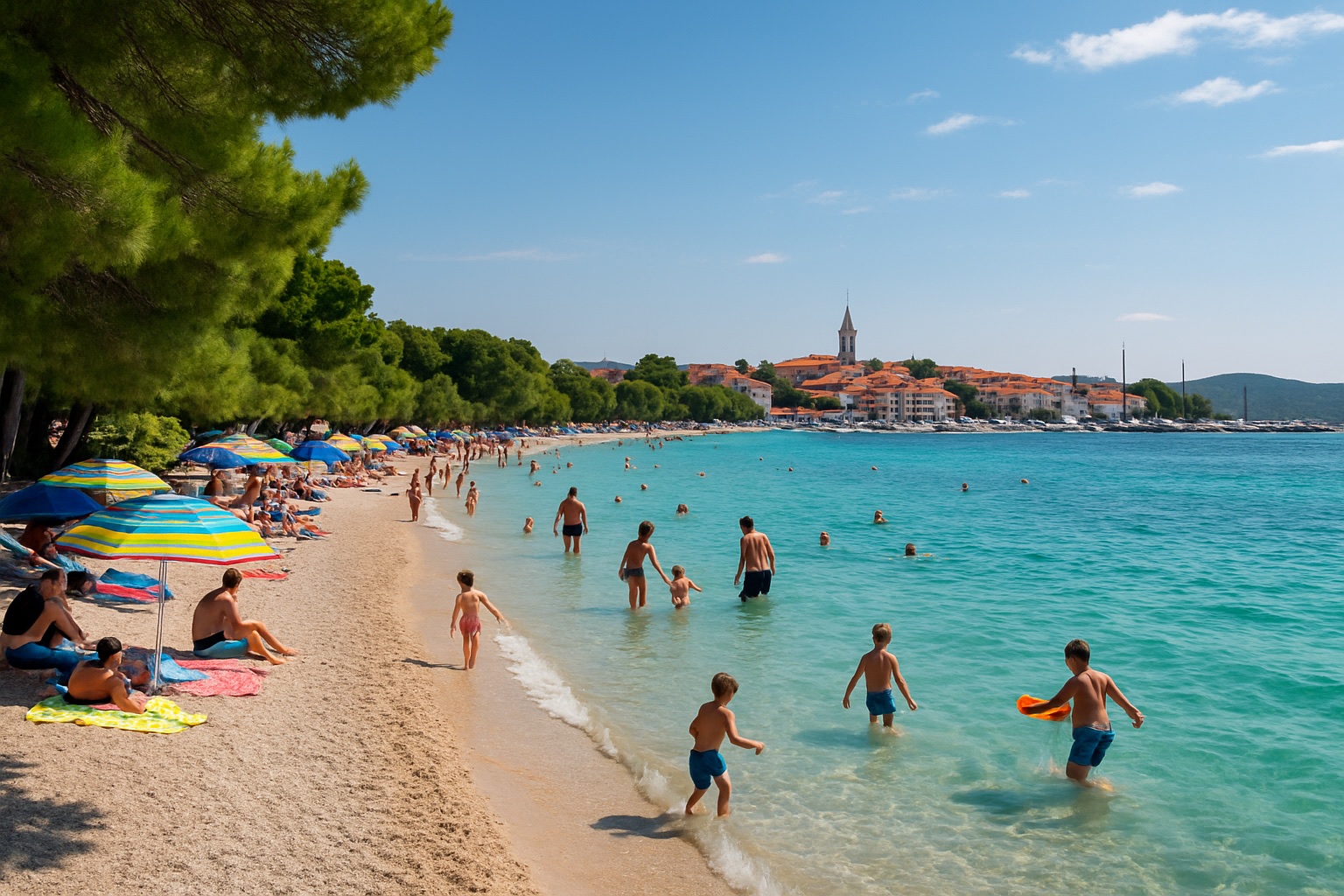Familienstrand von Biograd na Moru an der kroatischen Adria