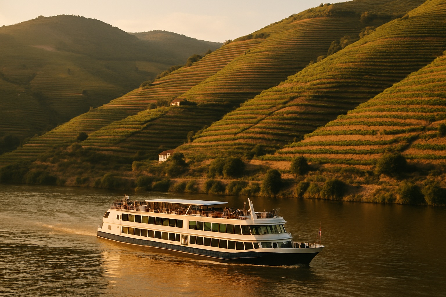 Flusskreuzfahrtschiff auf dem Douro in Portugal