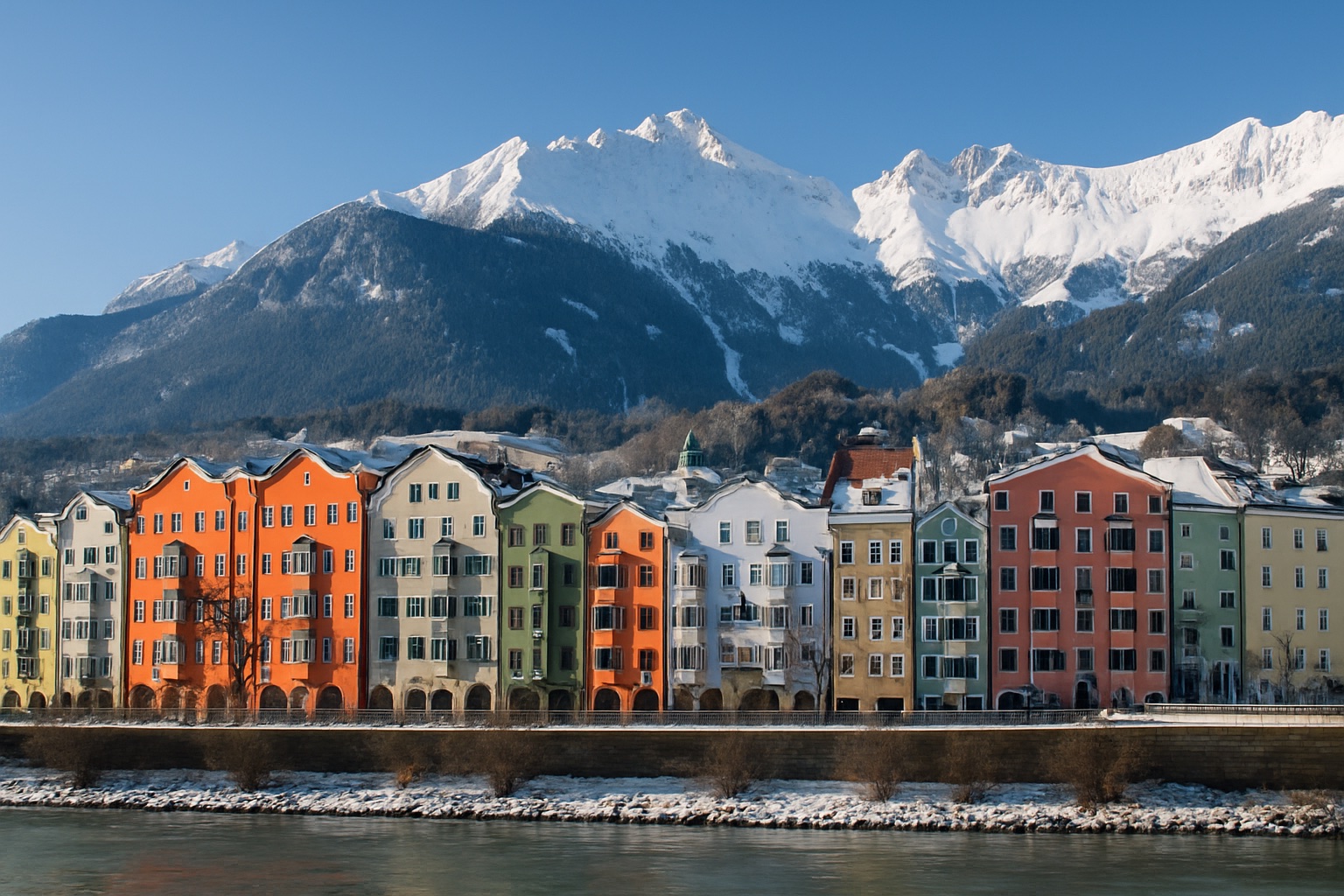 Innsbruck in Tirol mit verschneiter Nordkette