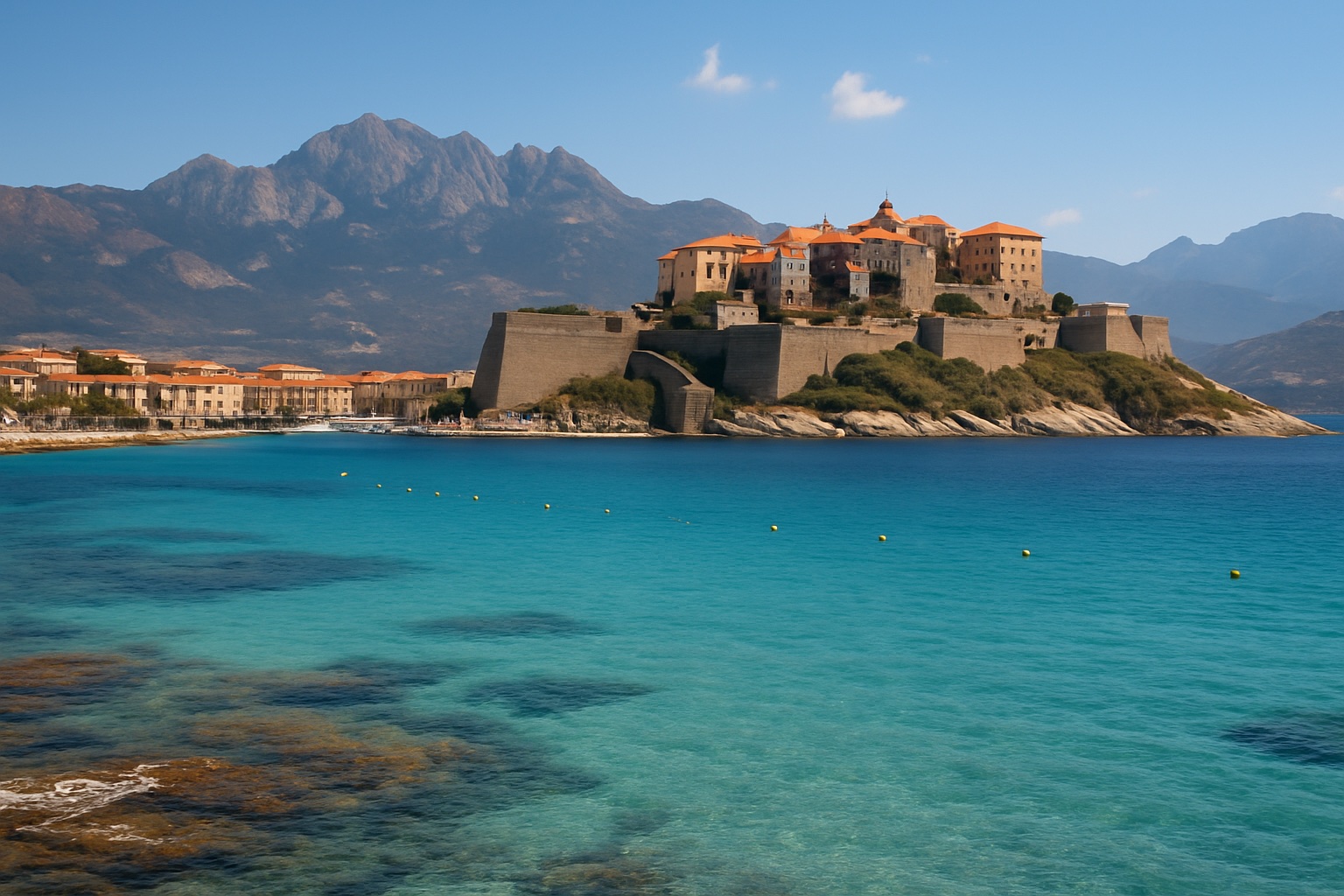 Bucht von Calvi auf Korsika mit Zitadelle