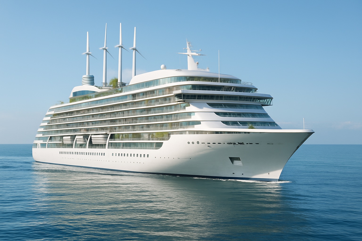 Modernes umweltfreundliches Kreuzfahrtschiff auf ruhiger See