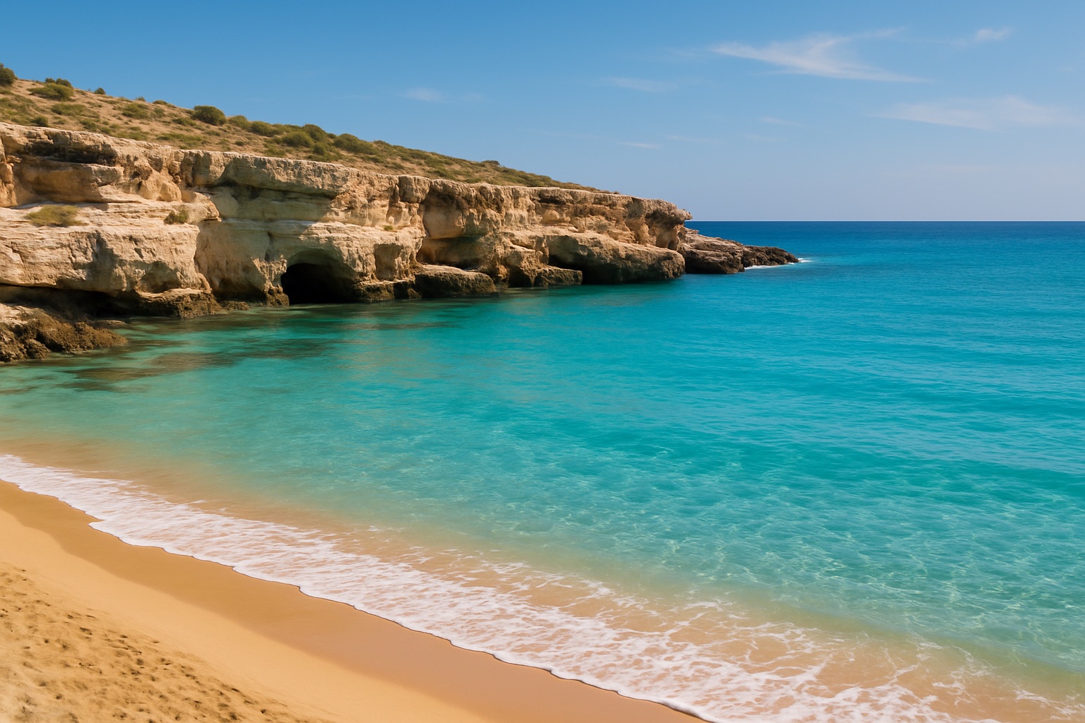 Tuerkisblaues Meer bei Ayia Napa auf Zypern
